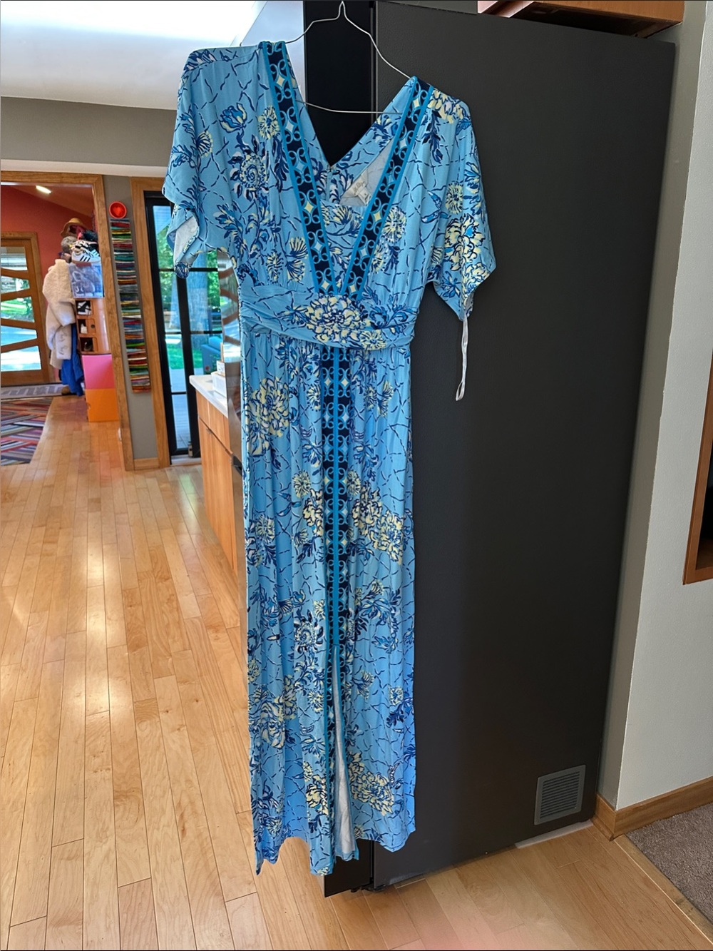 NWT Lilly Pulitzer Sky Blue Floral Wrap Maxi Dress Sz 4